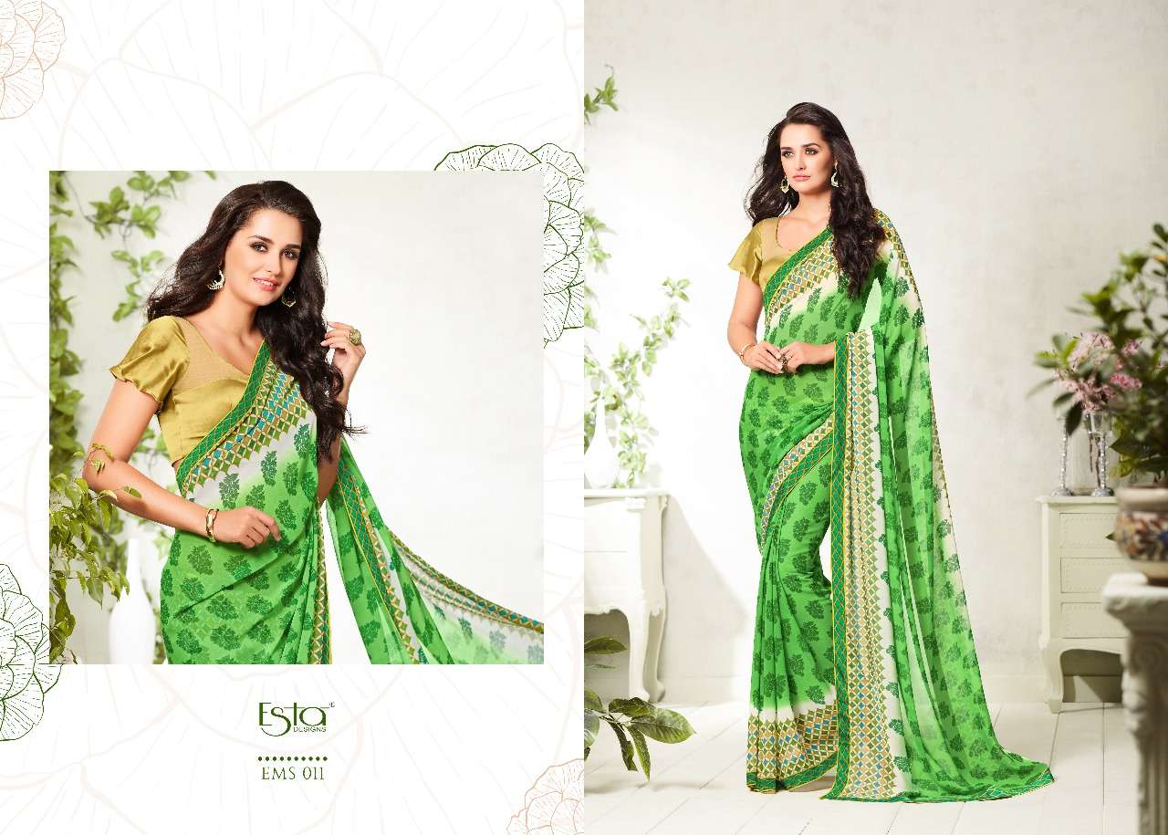 MOKSH BY ESTA DESIGN 009 TO 024 SERIES INDIAN TRADITIONAL WEAR COLLECTION BEAUTIFUL STYLISH FANCY COLORFUL PARTY WEAR & OCCASIONAL WEAR PURE GEORGETTE PRINTED SAREES AT WHOLESALE PRICE