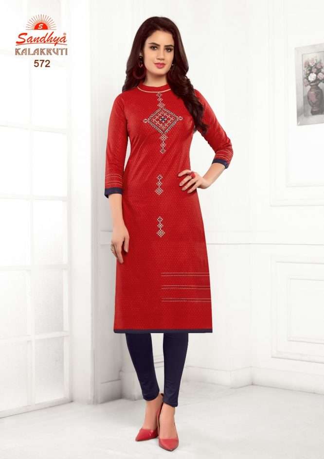 Kalakruti Vol-18 By Sandhya 561 To 580 Series Beautiful Colorful Stylish Fancy Casual Wear & Ethnic Wear & Ready To Wear Pure Cotton Printed Kurtis At Wholesale Price