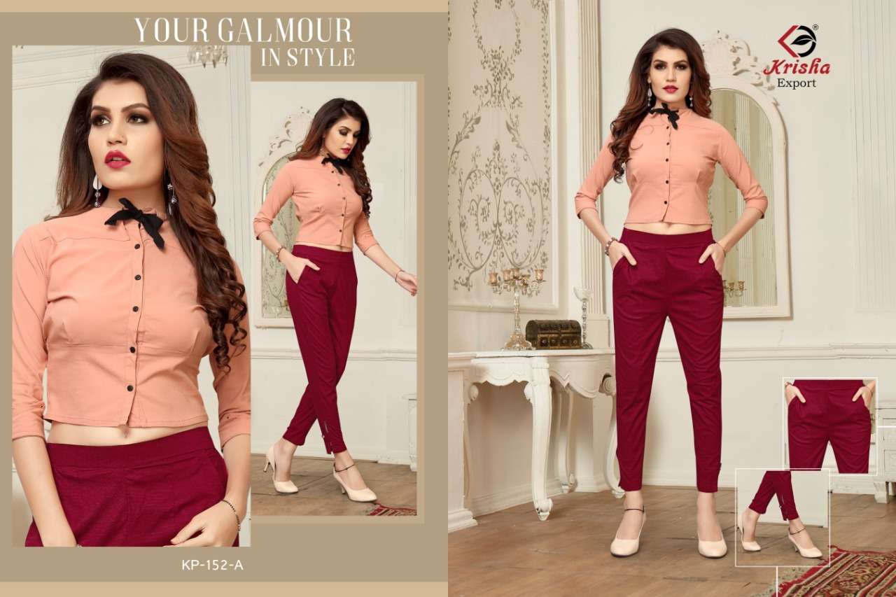 SIGNATURE BY KRISHA EXPORTS 152-A TO 152-H SERIES BEAUTIFUL COLORFUL STYLISH FANCY CASUAL WEAR & READY TO WEAR RAYON SLUB LYCRA TOPS AT WHOLESALE PRICE