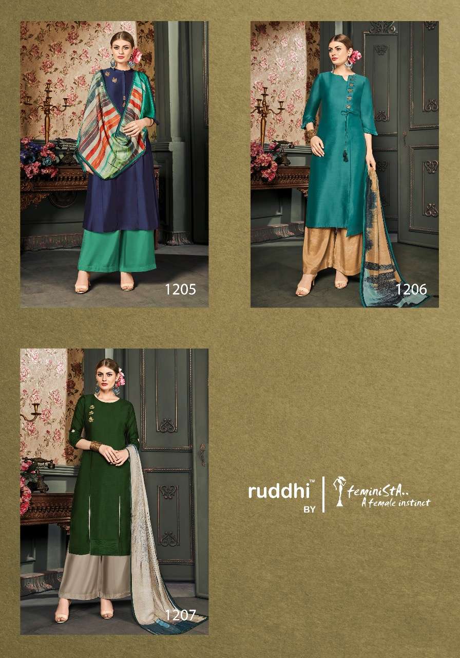 VOGUE BY FEMINISTA 1201 TO 1207 SERIES DESIGNER FESTIVE SUITS COLLECTION BEAUTIFUL STYLISH FANCY COLORFUL PARTY WEAR & OCCASIONAL WEAR ART SILK HANDWORK DRESSES AT WHOLESALE PRICE