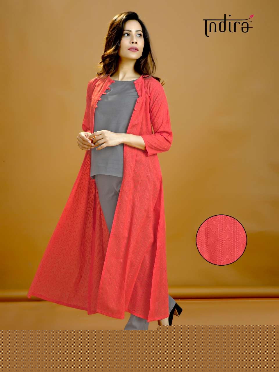 HIM VARSHA BY INDIRA 2601 TO 2604 SERIES BEAUTIFUL STYLISH FANCY COLORFUL CASUAL WEAR & ETHNIC WEAR & READY TO WEAR COTTON FLEX KURTIS WITH BOTTOM & JACKETS AT WHOLESALE PRICE