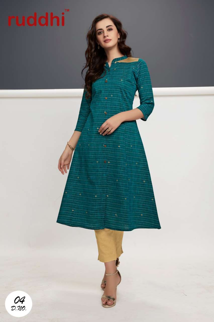 WEAVES VOL-2 BY RUDDHI DRESSLINE 01 TO 08 SERIES STYLISH FANCY COLORFUL COLLECTION CASUAL WEAR & ETHNIC WEAR PURE HANDLOOM COTTON PRINTED KURTIS WITH BOTTOM AT WHOLESALE PRICE