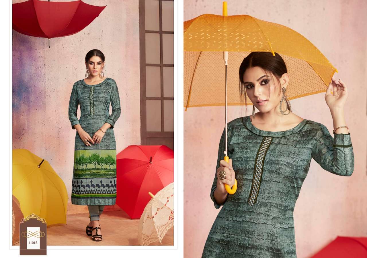 DARK FANTASY VOL-6 BY KAJREE FASHION 11011 TO 11022 SERIES BEAUTIFUL COLORFUL STYLISH FANCY CASUAL WEAR & READY TO WEAR RANGOLI PRINTED WITH SANTOON INNER KURTIS AT WHOLESALE PRICE