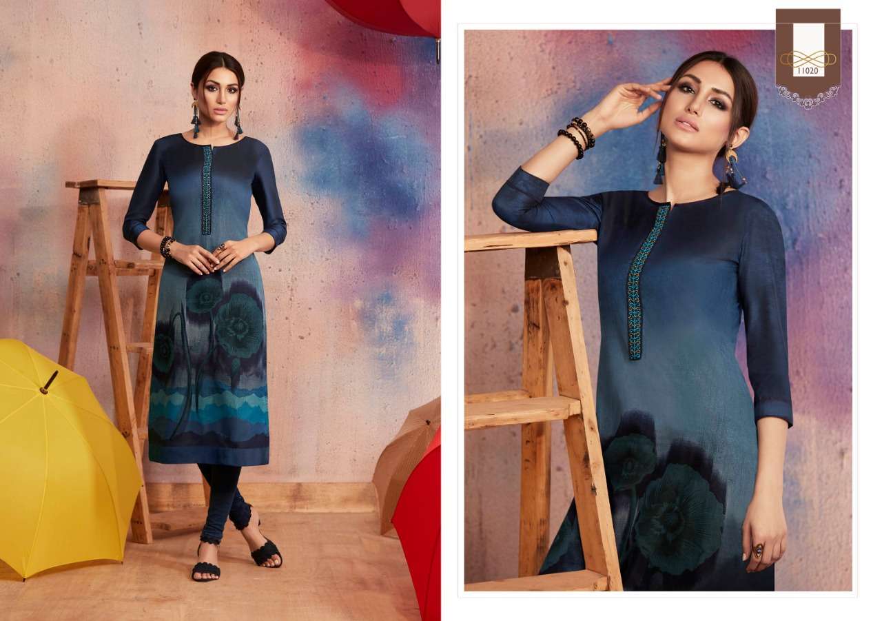 DARK FANTASY VOL-6 BY KAJREE FASHION 11011 TO 11022 SERIES BEAUTIFUL COLORFUL STYLISH FANCY CASUAL WEAR & READY TO WEAR RANGOLI PRINTED WITH SANTOON INNER KURTIS AT WHOLESALE PRICE