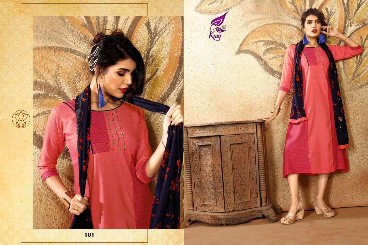 PATANG BY KUNJ 101 TO 108 SERIES BEAUTIFUL STYLISH FANCY COLORFUL CASUAL WEAR & ETHNIC WEAR REYON TWO TONE KURTIS AT WHOLESALE PRICE