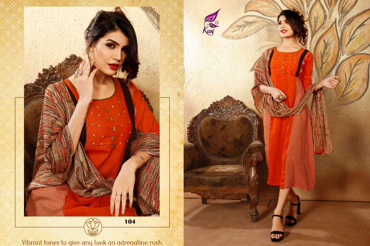 PATANG BY KUNJ 101 TO 108 SERIES BEAUTIFUL STYLISH FANCY COLORFUL CASUAL WEAR & ETHNIC WEAR REYON TWO TONE KURTIS AT WHOLESALE PRICE