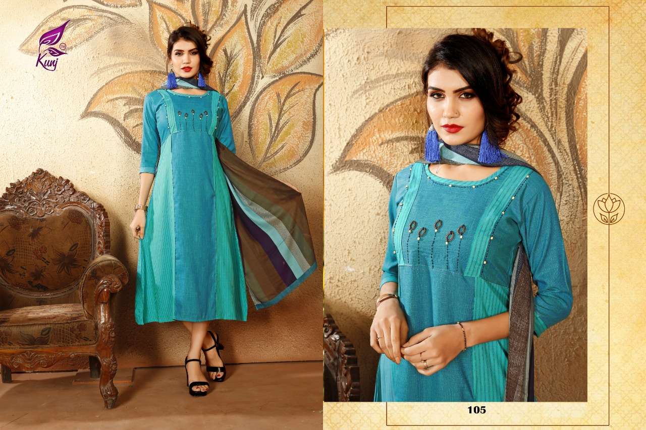PATANG BY KUNJ 101 TO 108 SERIES BEAUTIFUL STYLISH FANCY COLORFUL CASUAL WEAR & ETHNIC WEAR REYON TWO TONE KURTIS AT WHOLESALE PRICE