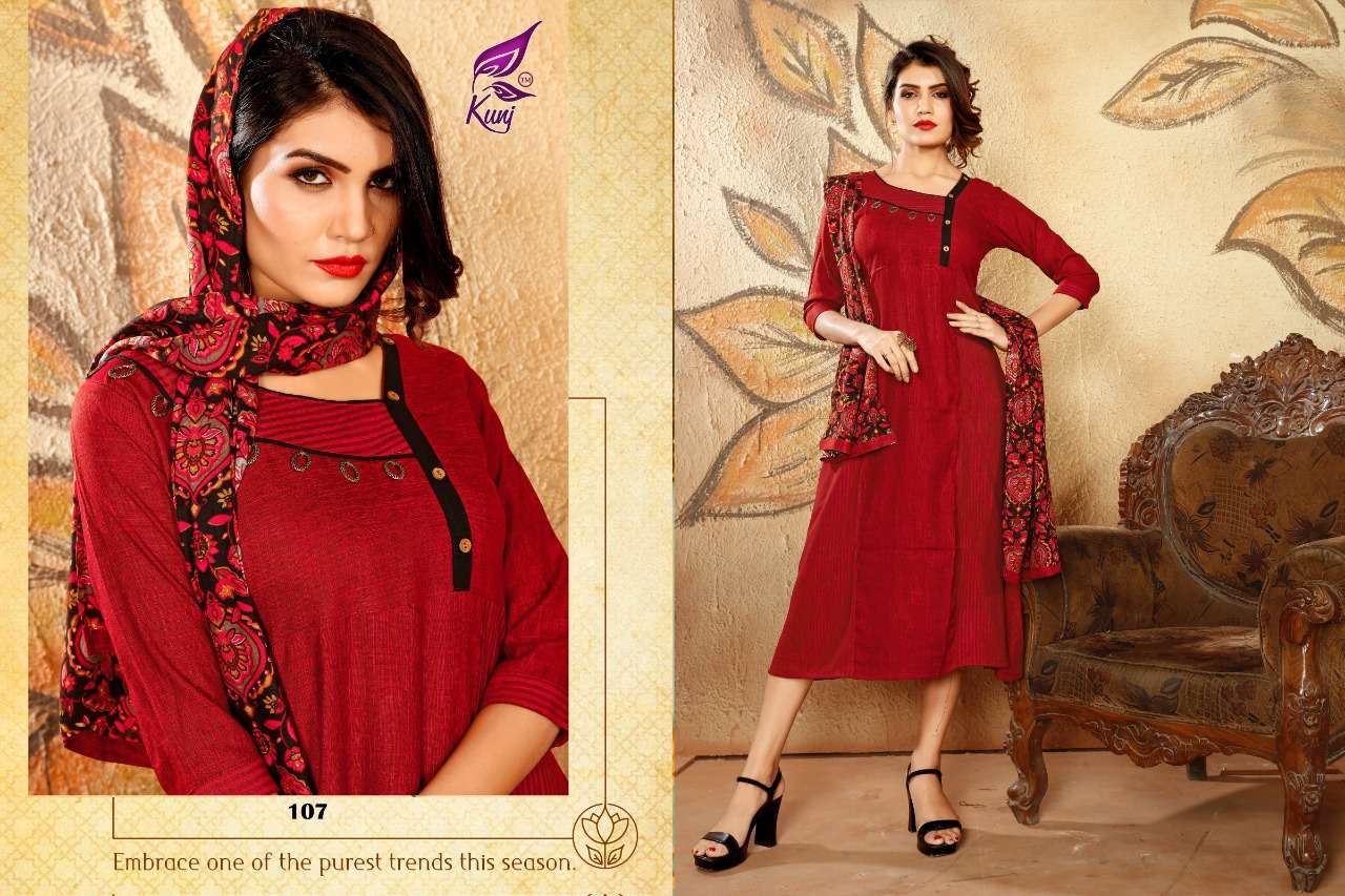 PATANG BY KUNJ 101 TO 108 SERIES BEAUTIFUL STYLISH FANCY COLORFUL CASUAL WEAR & ETHNIC WEAR REYON TWO TONE KURTIS AT WHOLESALE PRICE