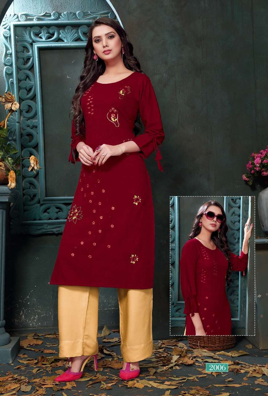 VENTURE BY M4U 2001 TO 2006 SERIES STYLISH FANCY COLORFUL COLLECTION CASUAL WEAR & ETHNIC WEAR HEAVY QUALITY CRESTA RAYON KURTIS WITH BOTTOM AT WHOLESALE PRICE