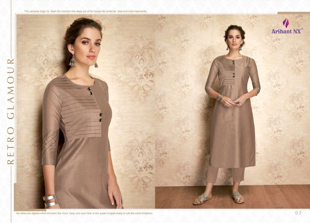 CLAIRE BY ARIHANT NX 01 TO 11 SERIES BEAUTIFUL STYLISH FANCY COLORFUL CASUAL WEAR & ETHNIC WEAR PURE VISCOSE SILK KURTIS AT WHOLESALE PRICE