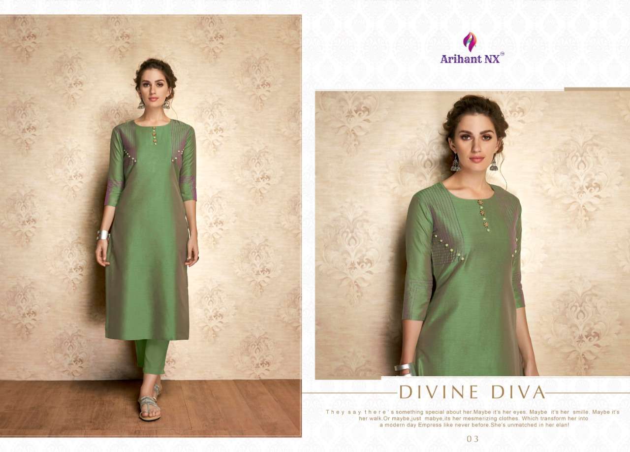 CLAIRE BY ARIHANT NX 01 TO 11 SERIES BEAUTIFUL STYLISH FANCY COLORFUL CASUAL WEAR & ETHNIC WEAR PURE VISCOSE SILK KURTIS AT WHOLESALE PRICE