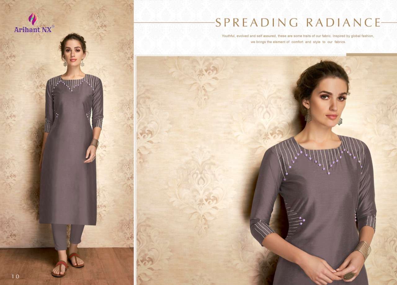 CLAIRE BY ARIHANT NX 01 TO 11 SERIES BEAUTIFUL STYLISH FANCY COLORFUL CASUAL WEAR & ETHNIC WEAR PURE VISCOSE SILK KURTIS AT WHOLESALE PRICE