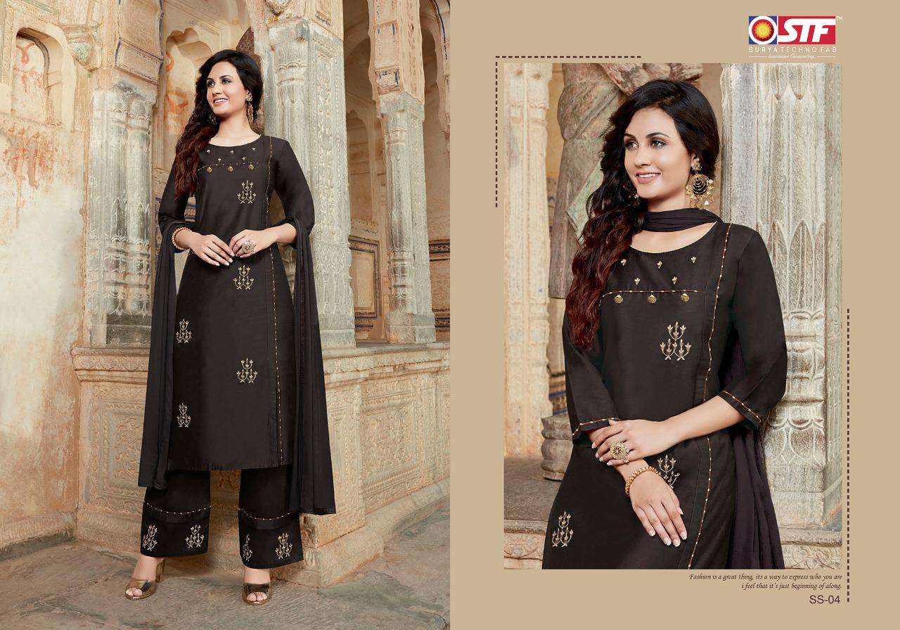 SILK SANSAAR BY SURYA TECHNO FAB 01 TO 06 SERIES STYLISH BEAUTIFUL COLOURFUL PRINTED & EMBROIDERED PARTY WEAR & OCCASIONAL WEAR PURE BANARASI SATORI SILK DRESSES AT WHOLESALE PRICE