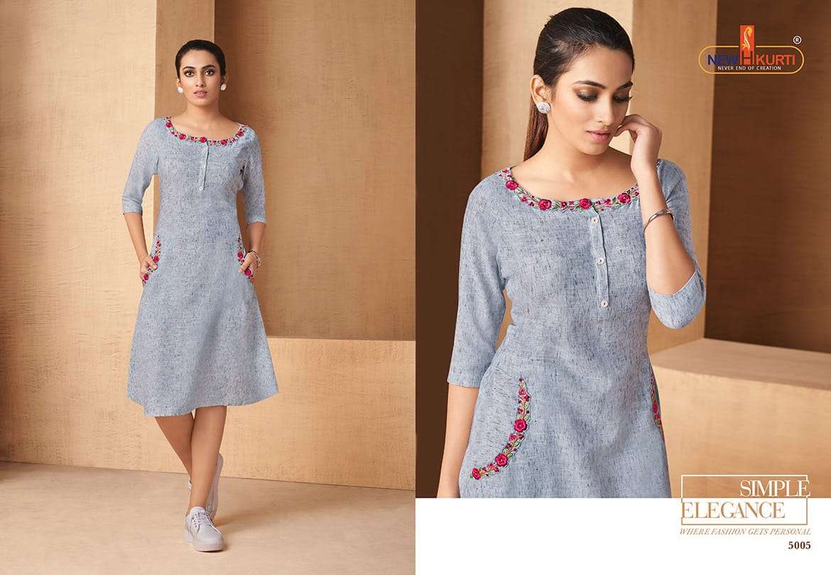 NIVYA BY NEHA FASHION 2001 TO 2005 SERIES BEAUTIFUL COLORFUL STYLISH FANCY CASUAL WEAR & ETHNIC WEAR & READY TO WEAR RAYON HANDLOOM SELF SLUB KURTIS AT WHOLESALE PRICE