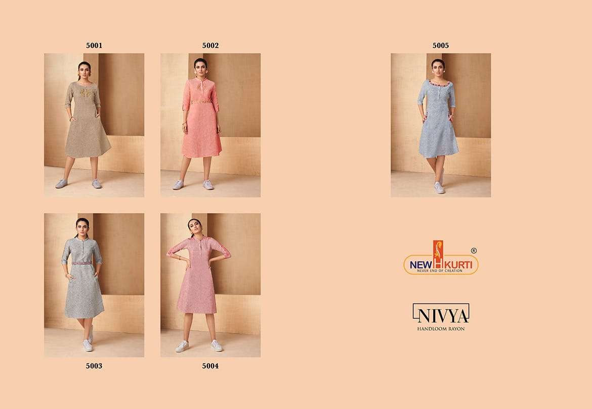 NIVYA BY NEHA FASHION 2001 TO 2005 SERIES BEAUTIFUL COLORFUL STYLISH FANCY CASUAL WEAR & ETHNIC WEAR & READY TO WEAR RAYON HANDLOOM SELF SLUB KURTIS AT WHOLESALE PRICE