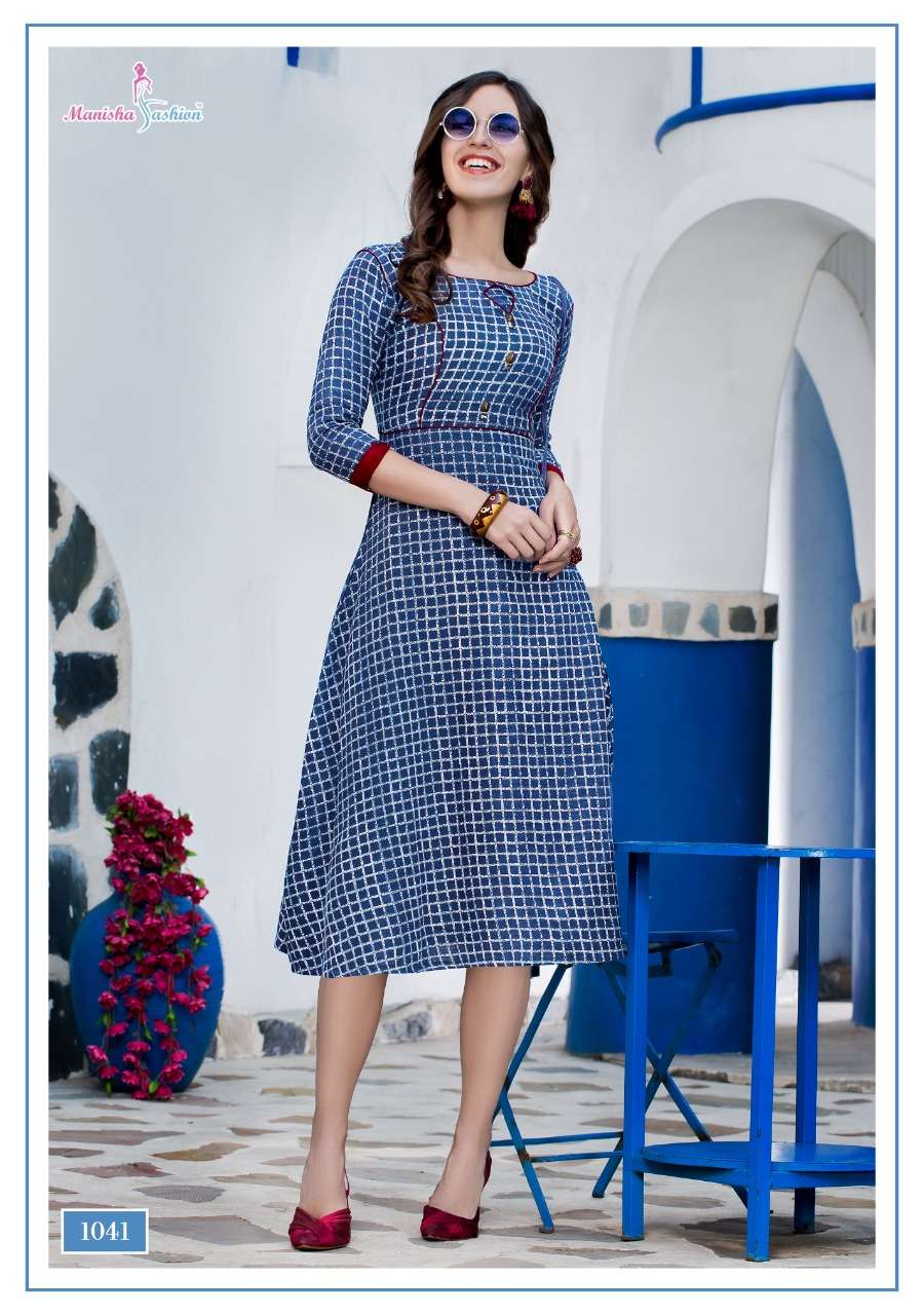Mehar By Manisha Fashion 1041 To 1050 Series Beautiful Colorful Stylish Fancy Casual Wear & Ethnic Wear & Ready To Wear Rayon Printed Kurtis At Wholesale Price