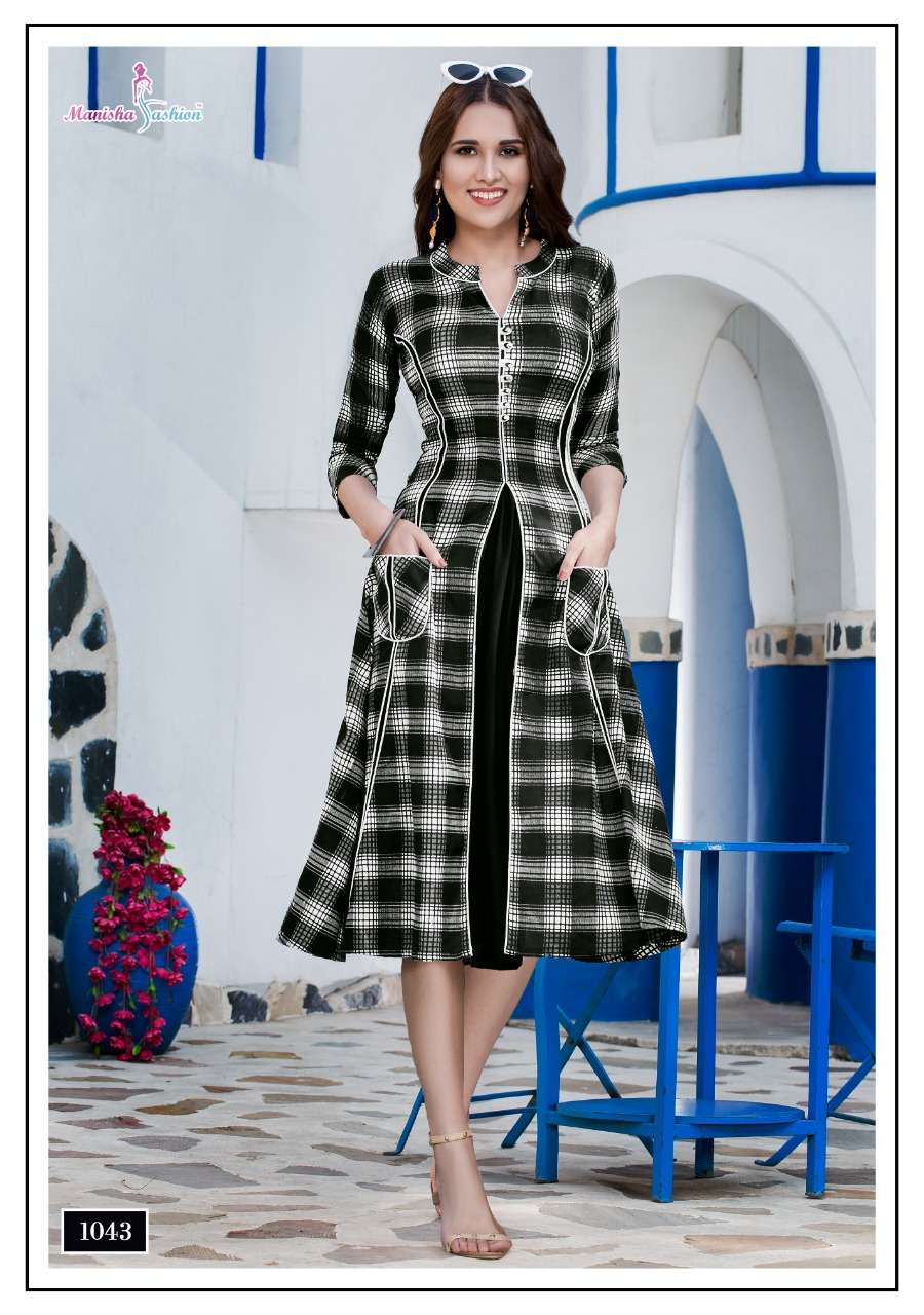 Mehar By Manisha Fashion 1041 To 1050 Series Beautiful Colorful Stylish Fancy Casual Wear & Ethnic Wear & Ready To Wear Rayon Printed Kurtis At Wholesale Price
