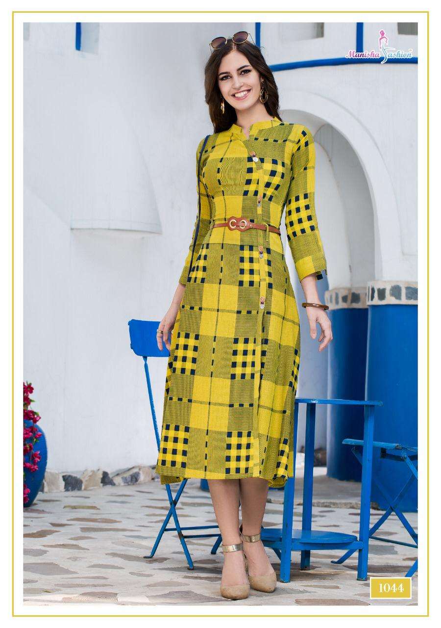 Mehar By Manisha Fashion 1041 To 1050 Series Beautiful Colorful Stylish Fancy Casual Wear & Ethnic Wear & Ready To Wear Rayon Printed Kurtis At Wholesale Price