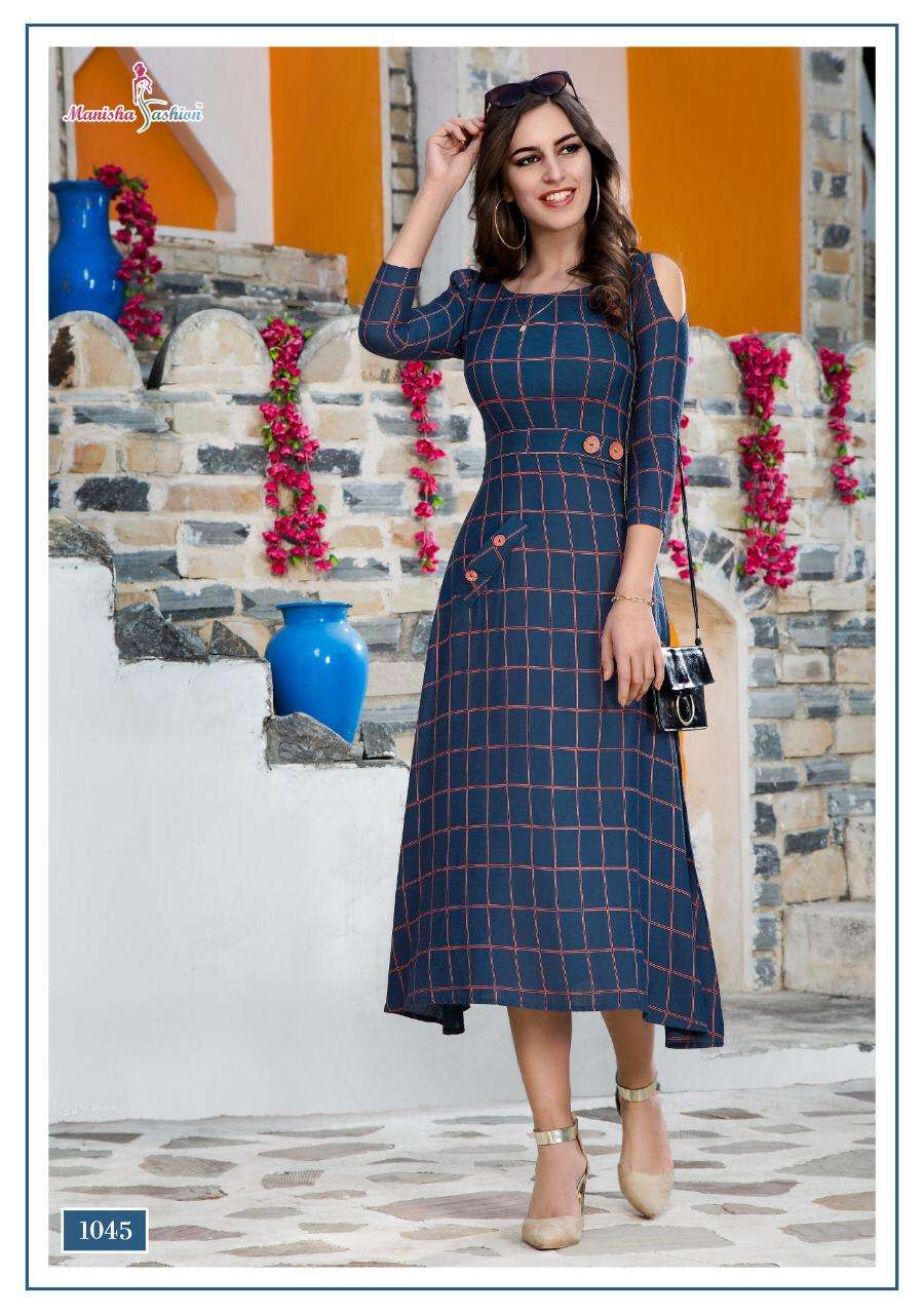 Mehar By Manisha Fashion 1041 To 1050 Series Beautiful Colorful Stylish Fancy Casual Wear & Ethnic Wear & Ready To Wear Rayon Printed Kurtis At Wholesale Price