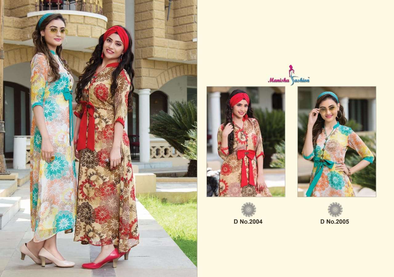 MYRA BY MANISHA FASHION 2001 TO 2016 SERIES BEAUTIFUL COLORFUL STYLISH FANCY CASUAL WEAR & ETHNIC WEAR & READY TO WEAR WEIGHTLESS PRINTED KURTIS AT WHOLESALE PRICE