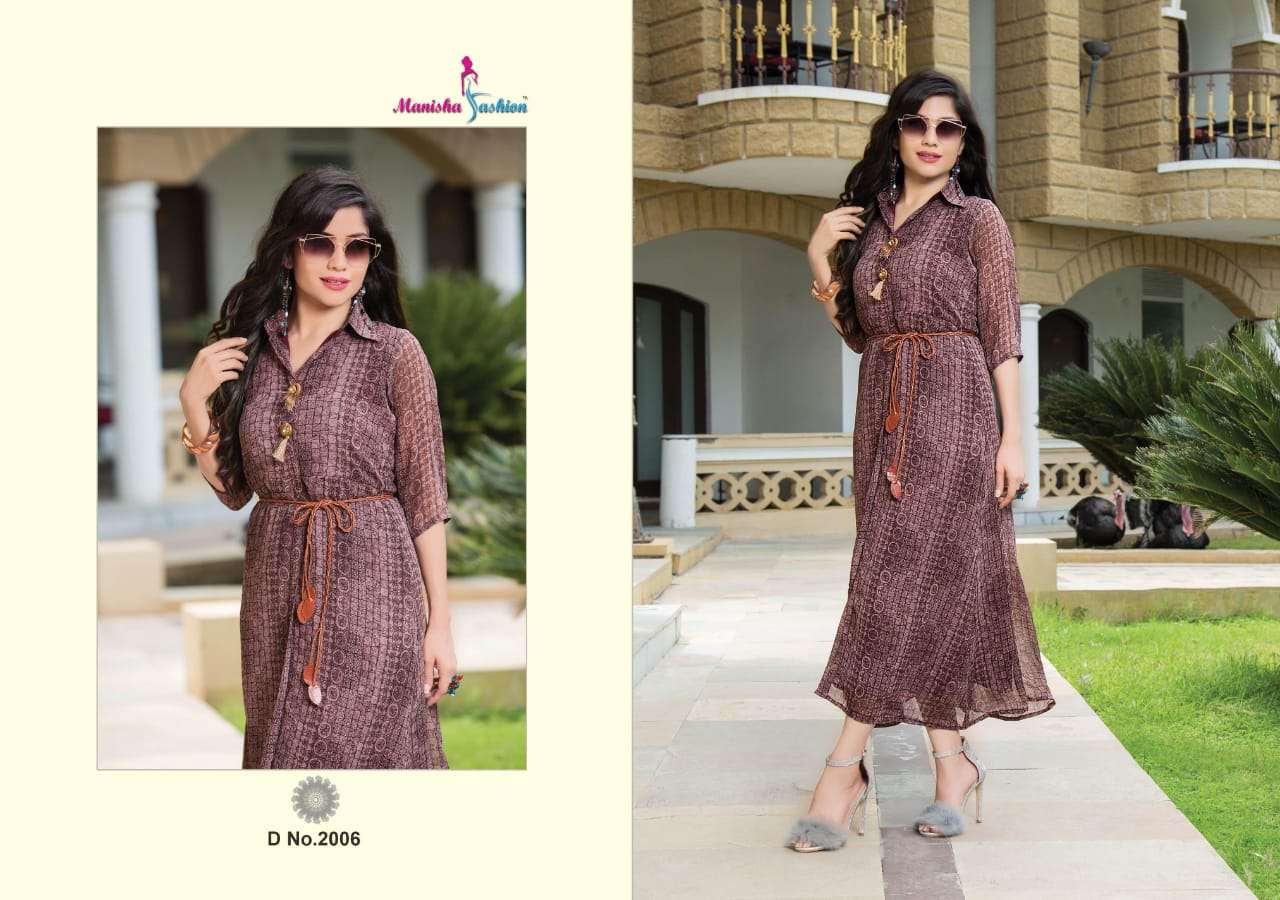 MYRA BY MANISHA FASHION 2001 TO 2016 SERIES BEAUTIFUL COLORFUL STYLISH FANCY CASUAL WEAR & ETHNIC WEAR & READY TO WEAR WEIGHTLESS PRINTED KURTIS AT WHOLESALE PRICE