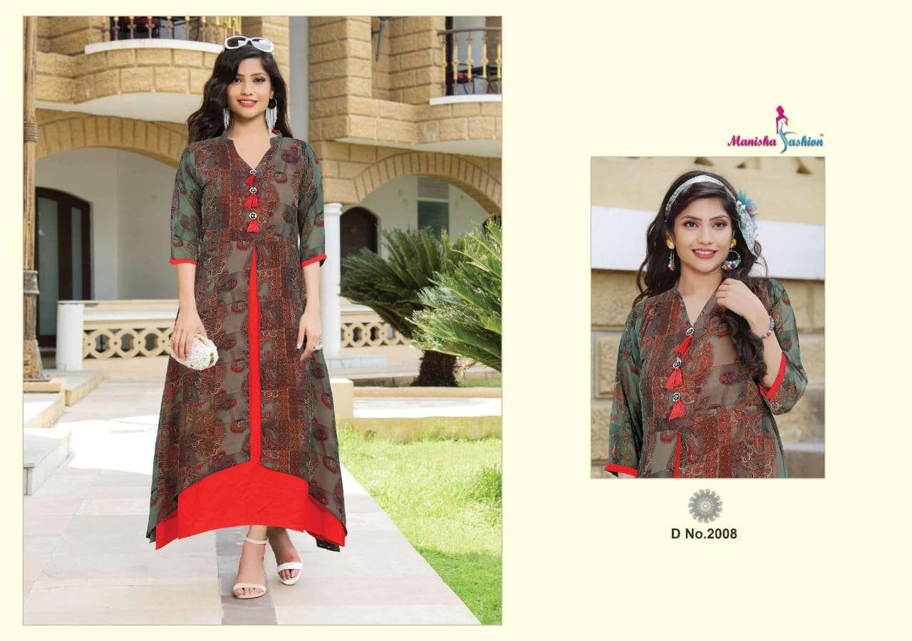 MYRA BY MANISHA FASHION 2001 TO 2016 SERIES BEAUTIFUL COLORFUL STYLISH FANCY CASUAL WEAR & ETHNIC WEAR & READY TO WEAR WEIGHTLESS PRINTED KURTIS AT WHOLESALE PRICE