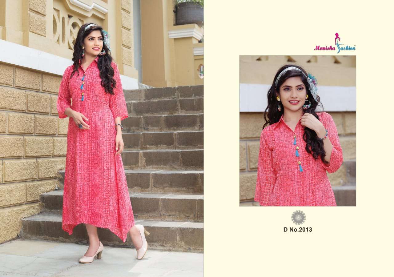 MYRA BY MANISHA FASHION 2001 TO 2016 SERIES BEAUTIFUL COLORFUL STYLISH FANCY CASUAL WEAR & ETHNIC WEAR & READY TO WEAR WEIGHTLESS PRINTED KURTIS AT WHOLESALE PRICE