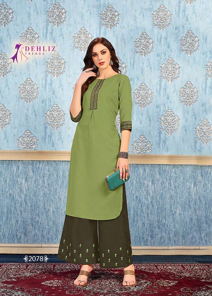 KITTY BY DEHLIZ TRENDZ 2076 TO 2081 SERIES BEAUTIFUL COLORFUL STYLISH FANCY CASUAL WEAR & ETHNIC WEAR & READY TO WEAR MAGIC SLUB WITH EMBROIDERY KURTIS AT WHOLESALE PRICE