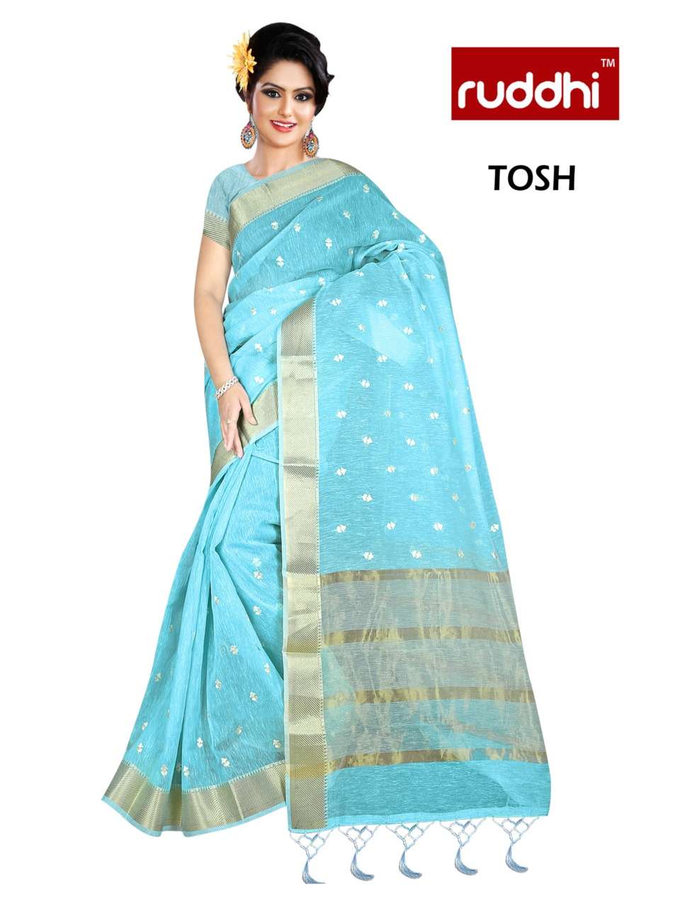 TOSH BY RUDDHI DRESSLINE 101 TO 106 SERIES INDIAN TRADITIONAL WEAR COLLECTION BEAUTIFUL STYLISH FANCY COLORFUL PARTY WEAR & OCCASIONAL WEAR PURE LINEN ZARI SAREES AT WHOLESALE PRICE