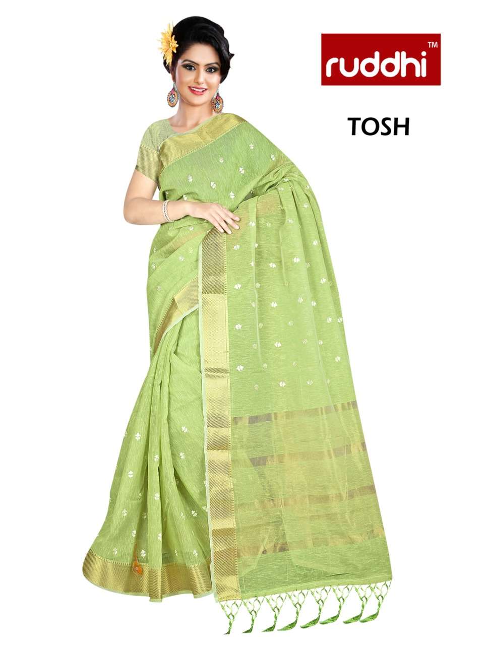TOSH BY RUDDHI DRESSLINE 101 TO 106 SERIES INDIAN TRADITIONAL WEAR COLLECTION BEAUTIFUL STYLISH FANCY COLORFUL PARTY WEAR & OCCASIONAL WEAR PURE LINEN ZARI SAREES AT WHOLESALE PRICE