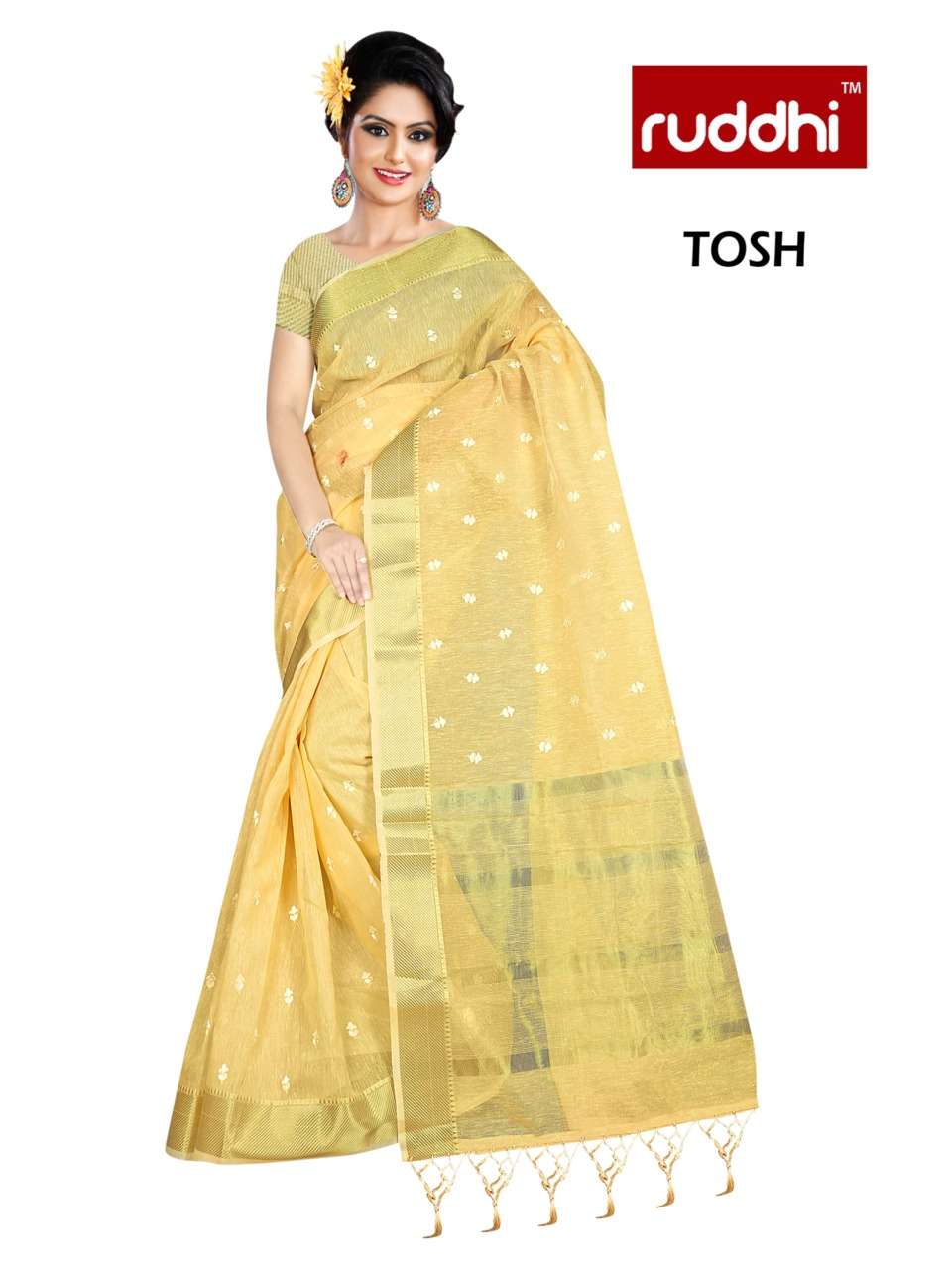 TOSH BY RUDDHI DRESSLINE 101 TO 106 SERIES INDIAN TRADITIONAL WEAR COLLECTION BEAUTIFUL STYLISH FANCY COLORFUL PARTY WEAR & OCCASIONAL WEAR PURE LINEN ZARI SAREES AT WHOLESALE PRICE