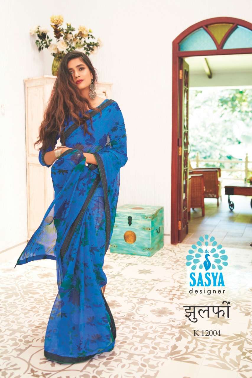 ZULFI BY SASYA DESIGNER 12001 TO 12010 SERIES INDIAN TRADITIONAL WEAR COLLECTION BEAUTIFUL STYLISH FANCY COLORFUL PARTY WEAR & OCCASIONAL WEAR BEMBERG GEORGETTE PRINTED SAREES AT WHOLESALE PRICE