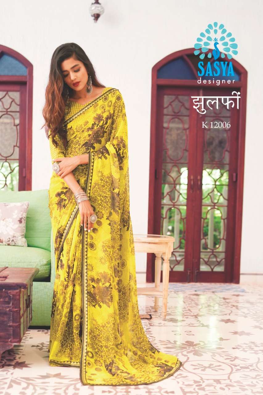 ZULFI BY SASYA DESIGNER 12001 TO 12010 SERIES INDIAN TRADITIONAL WEAR COLLECTION BEAUTIFUL STYLISH FANCY COLORFUL PARTY WEAR & OCCASIONAL WEAR BEMBERG GEORGETTE PRINTED SAREES AT WHOLESALE PRICE