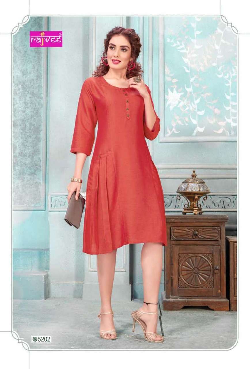 I CON VOL-5 BY RAJVEE 5201 TO 5208 SERIES BEAUTIFUL COLORFUL STYLISH FANCY CASUAL WEAR & ETHNIC WEAR & READY TO WEAR RAYON CROSS KURTIS AT WHOLESALE PRICE