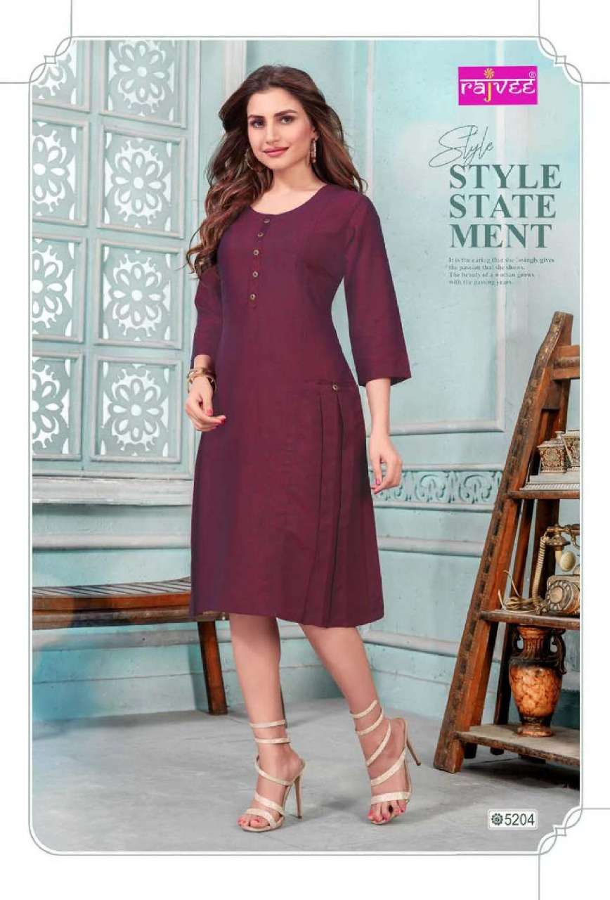 I CON VOL-5 BY RAJVEE 5201 TO 5208 SERIES BEAUTIFUL COLORFUL STYLISH FANCY CASUAL WEAR & ETHNIC WEAR & READY TO WEAR RAYON CROSS KURTIS AT WHOLESALE PRICE