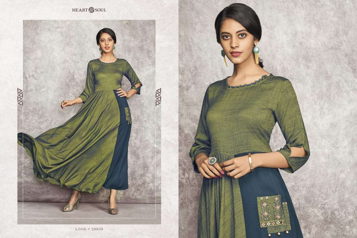 BOHO CHIC BY HEART & SOUL 20038 TO 20046 SERIES BEAUTIFUL COLORFUL STYLISH FANCY CASUAL WEAR & ETHNIC WEAR & READY TO WEAR VISCOSE RAYON KURTIS AT WHOLESALE PRICE