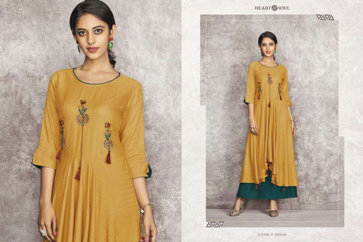BOHO CHIC BY HEART & SOUL 20038 TO 20046 SERIES BEAUTIFUL COLORFUL STYLISH FANCY CASUAL WEAR & ETHNIC WEAR & READY TO WEAR VISCOSE RAYON KURTIS AT WHOLESALE PRICE