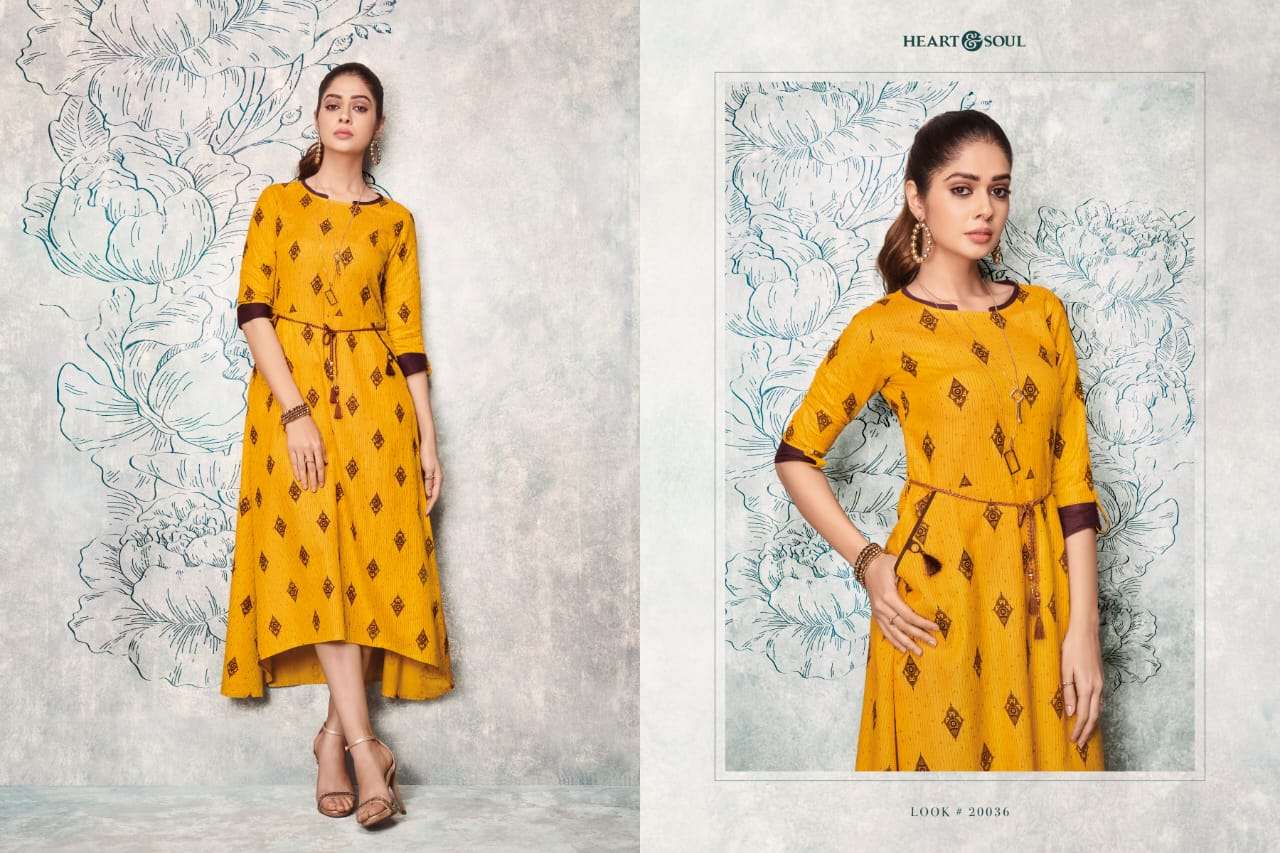 SACRED BY HEART & SOUL 20031 TO 20036 SERIES BEAUTIFUL COLORFUL STYLISH FANCY CASUAL WEAR & ETHNIC WEAR & READY TO WEAR VISCOSE RAYON FLEX KURTIS AT WHOLESALE PRICE