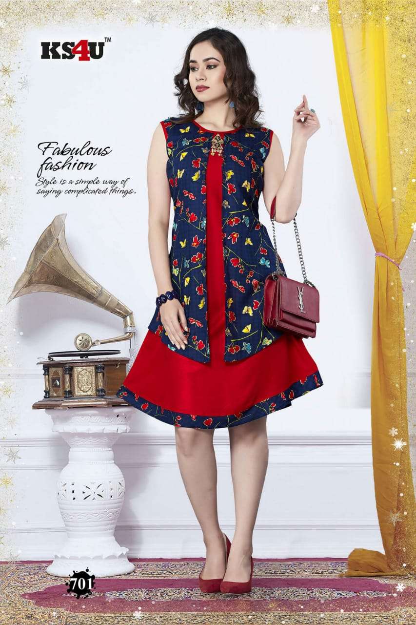 PRETTY BY KS4U 701 TO 708 SERIES BEAUTIFUL COLORFUL STYLISH FANCY CASUAL WEAR & ETHNIC WEAR & READY TO WEAR RAYON 14 KG KURTIS AT WHOLESALE PRICE
