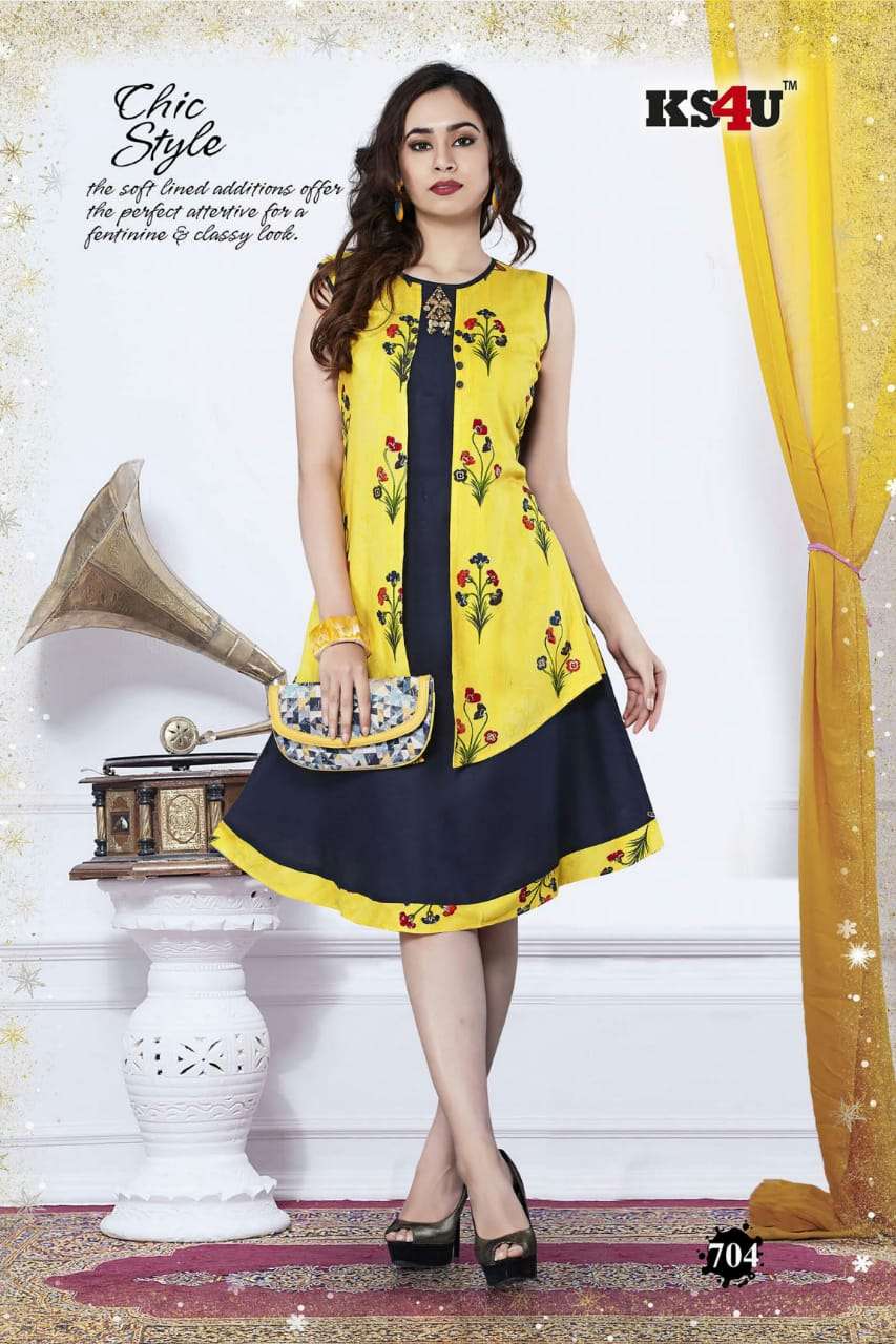 PRETTY BY KS4U 701 TO 708 SERIES BEAUTIFUL COLORFUL STYLISH FANCY CASUAL WEAR & ETHNIC WEAR & READY TO WEAR RAYON 14 KG KURTIS AT WHOLESALE PRICE