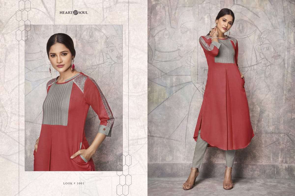 NEOTRIC BY HEART & SOUL 1001 TO 1007 SERIES BEAUTIFUL COLORFUL STYLISH FANCY CASUAL WEAR & ETHNIC WEAR & READY TO WEAR VISCOSE RAYON FLEX KURTIS AT WHOLESALE PRICE