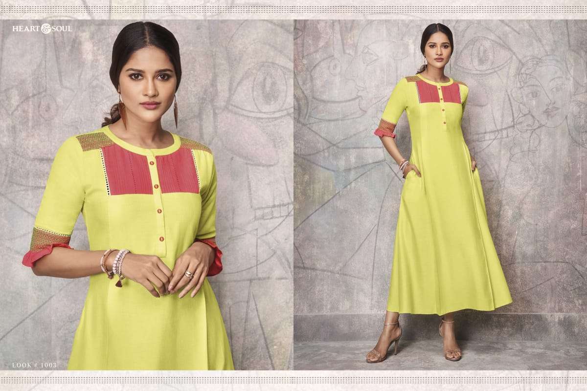 NEOTRIC BY HEART & SOUL 1001 TO 1007 SERIES BEAUTIFUL COLORFUL STYLISH FANCY CASUAL WEAR & ETHNIC WEAR & READY TO WEAR VISCOSE RAYON FLEX KURTIS AT WHOLESALE PRICE