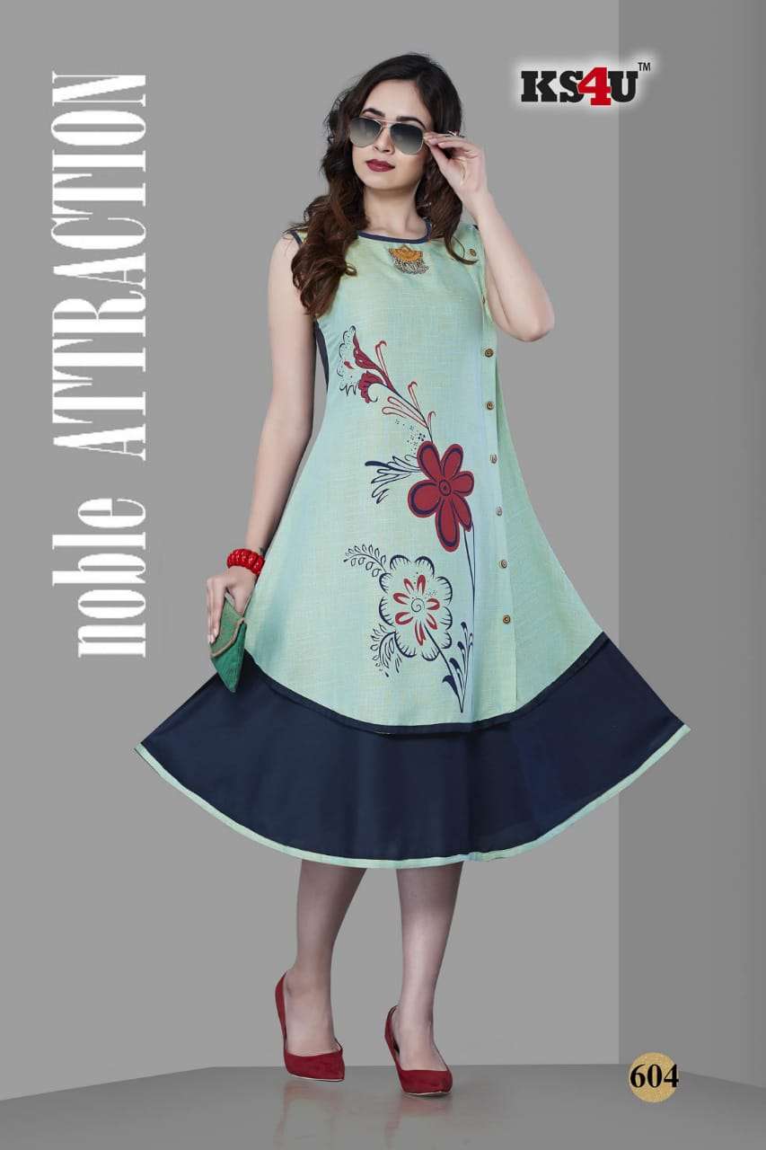 NAIRA VOL-2 BY KS4U 601 TO 606 SERIES BEAUTIFUL COLORFUL STYLISH FANCY CASUAL WEAR & ETHNIC WEAR & READY TO WEAR RAYON 14 KG KURTIS AT WHOLESALE PRICE