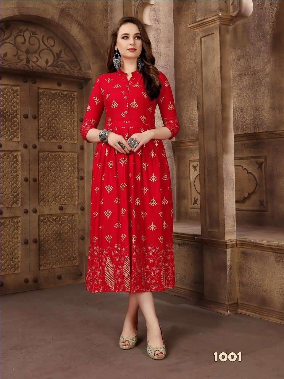 KITTI PARTY VOL-1 BY FABFIRKI 1001 TO 1010 SERIES BEAUTIFUL STYLISH FANCY COLORFUL CASUAL WEAR & ETHNIC WEAR & READY TO WEAR HEAVY RAYON DIGITAL PRINTED GOWNS AT WHOLESALE PRICE