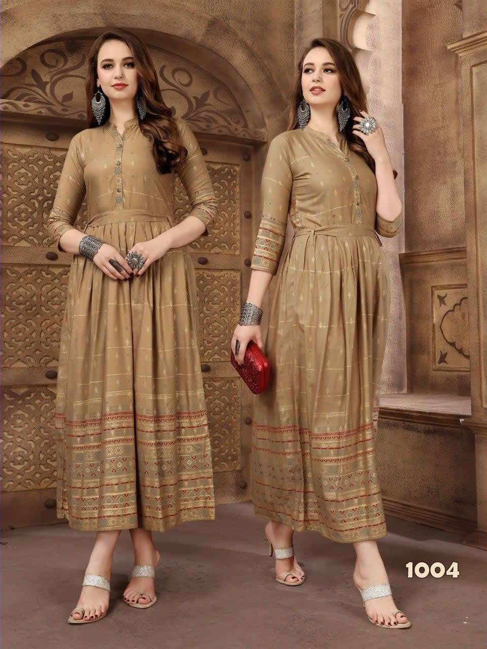 KITTI PARTY VOL-1 BY FABFIRKI 1001 TO 1010 SERIES BEAUTIFUL STYLISH FANCY COLORFUL CASUAL WEAR & ETHNIC WEAR & READY TO WEAR HEAVY RAYON DIGITAL PRINTED GOWNS AT WHOLESALE PRICE