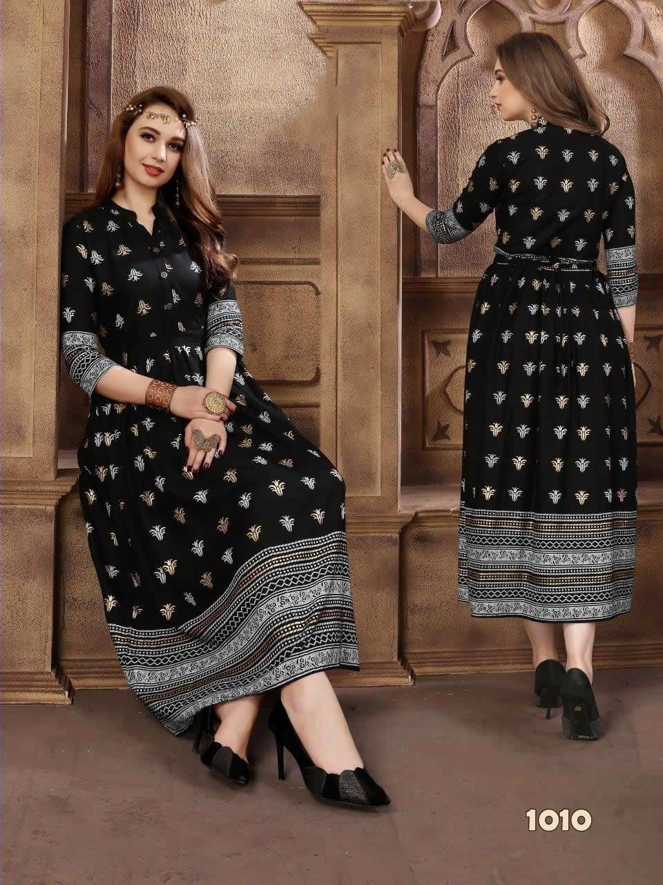 KITTI PARTY VOL-1 BY FABFIRKI 1001 TO 1010 SERIES BEAUTIFUL STYLISH FANCY COLORFUL CASUAL WEAR & ETHNIC WEAR & READY TO WEAR HEAVY RAYON DIGITAL PRINTED GOWNS AT WHOLESALE PRICE
