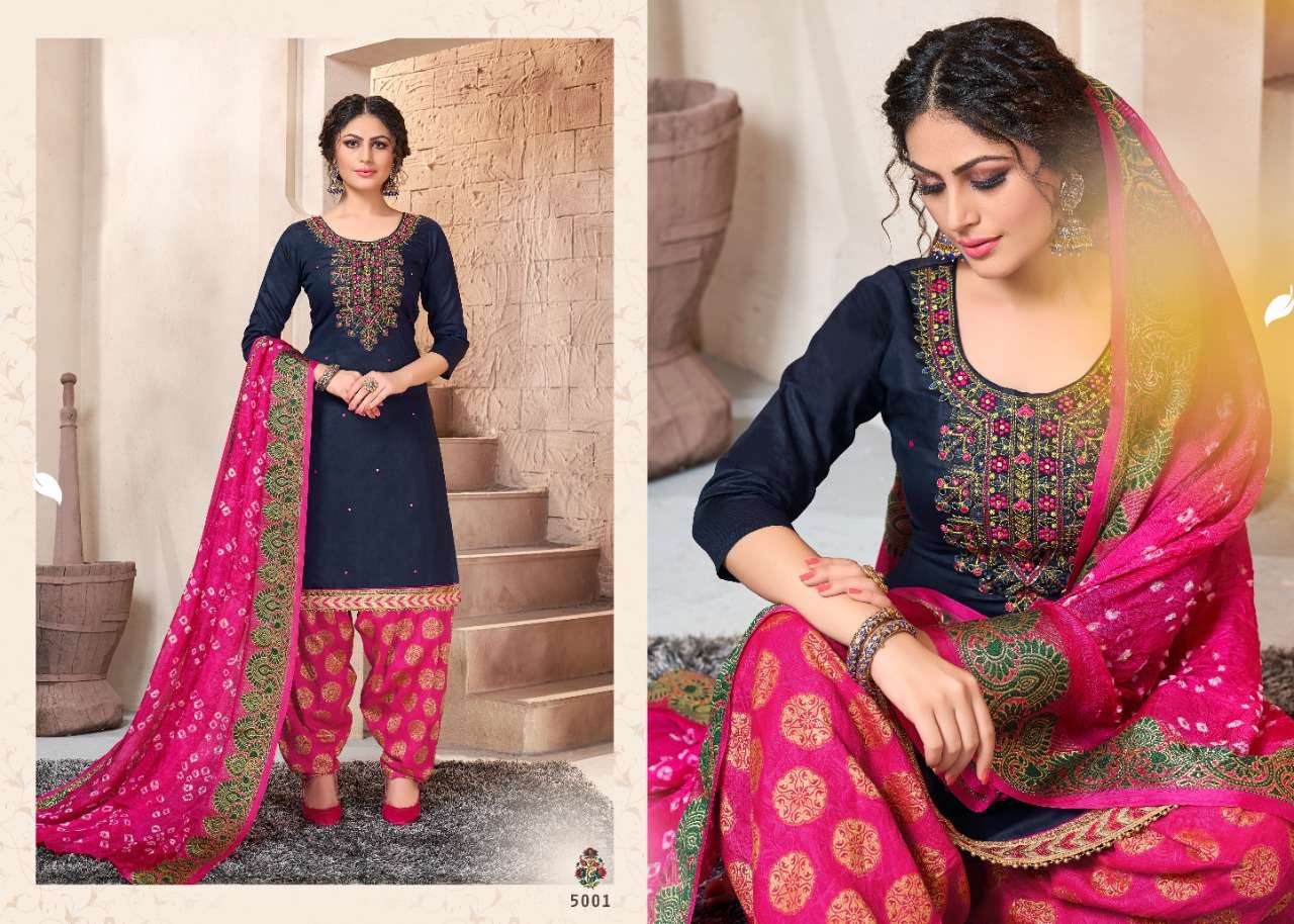SUHAANA VOL-5 BY UTSAV SUIT 5001 TO 5006 SERIES DESIGNER BEAUTIFUL STYLISH FANCY COLORFUL CASUAL WEAR & ETHNIC WEAR & READY TO WEAR GLAZE COTTON EMBROIDERY DRESSES AT WHOLESALE PRICE