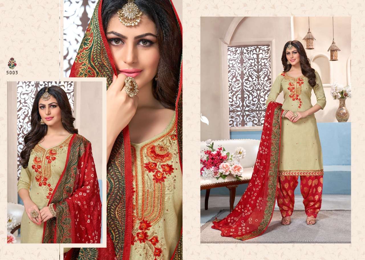 SUHAANA VOL-5 BY UTSAV SUIT 5001 TO 5006 SERIES DESIGNER BEAUTIFUL STYLISH FANCY COLORFUL CASUAL WEAR & ETHNIC WEAR & READY TO WEAR GLAZE COTTON EMBROIDERY DRESSES AT WHOLESALE PRICE