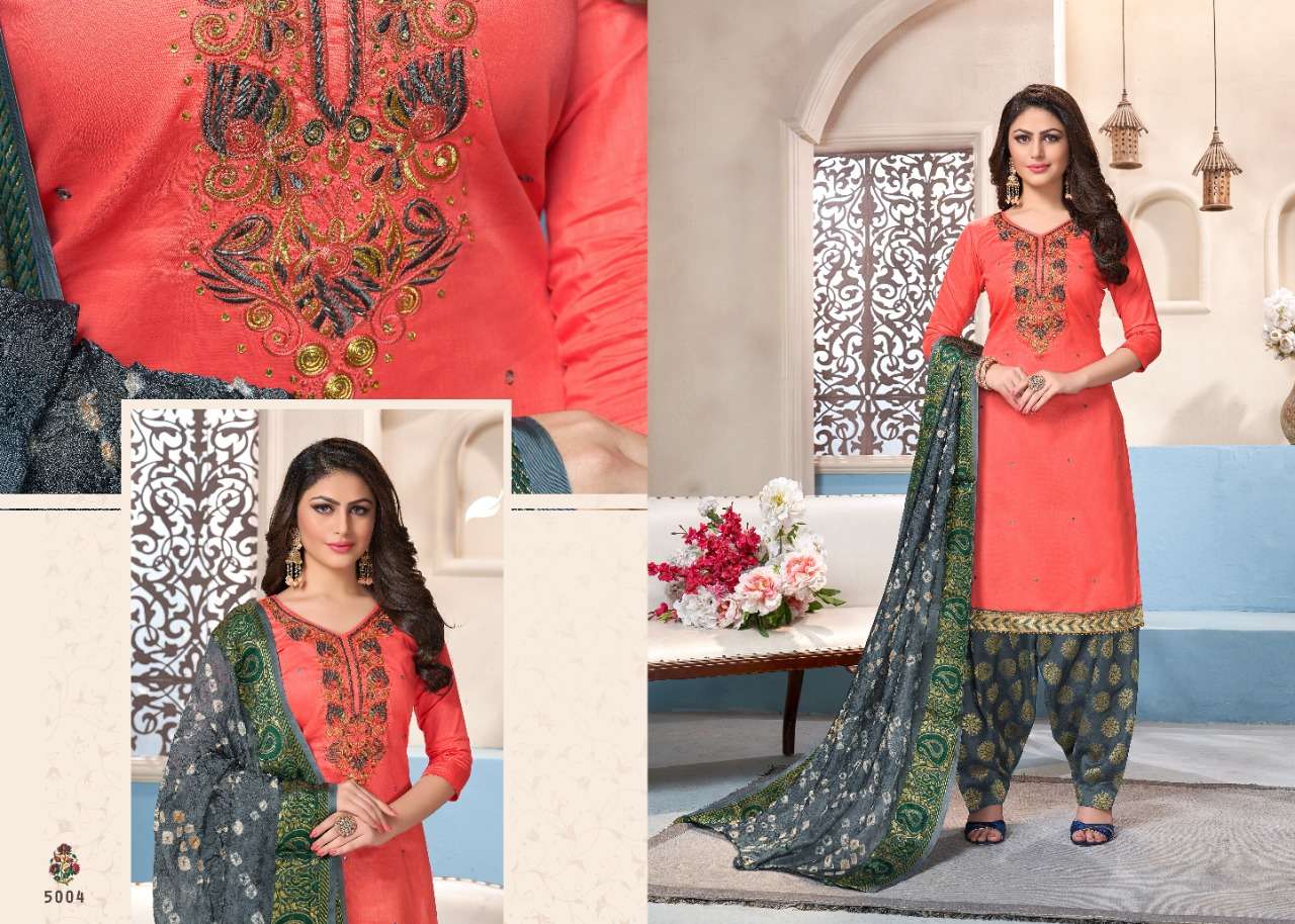 SUHAANA VOL-5 BY UTSAV SUIT 5001 TO 5006 SERIES DESIGNER BEAUTIFUL STYLISH FANCY COLORFUL CASUAL WEAR & ETHNIC WEAR & READY TO WEAR GLAZE COTTON EMBROIDERY DRESSES AT WHOLESALE PRICE