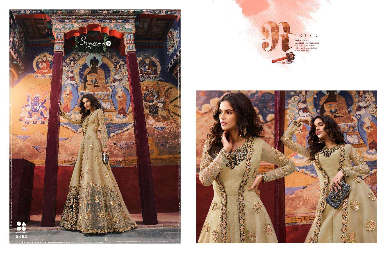 SAGA 5403 COLOURS BY SAMPANN NX 5403 TO 5403-C SERIES ANARKALI DESIGNER BEAUTIFUL SUITS COLORFUL STYLISH FANCY CASUAL WEAR & ETHNIC WEAR SILK EMBROIDERED DRESSES AT WHOLESALE PRICE